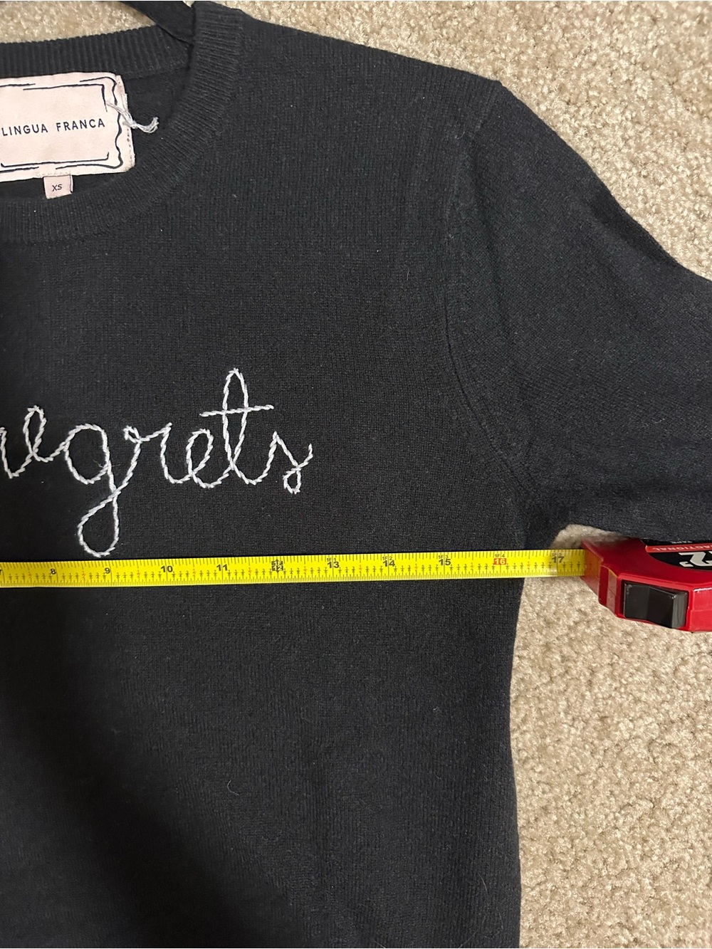 Lingua Franca Black 'no regrets' Embroidered Cashmere Crewneck Sweater - Picture 4 of 6